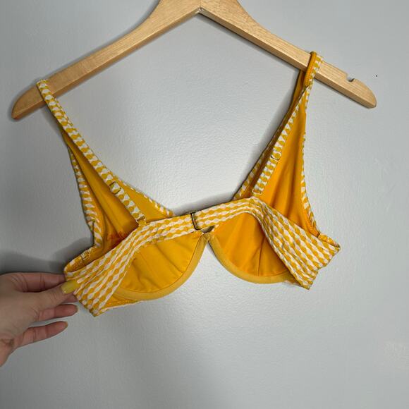 Cabana De Sol Women's Yellow and White Textured Underwire‎ Bikini Top Size M - Picture 3 of 4